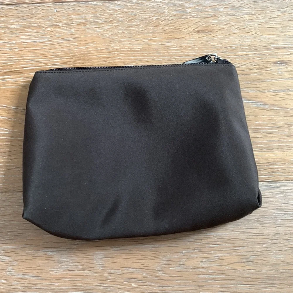 DKNY nylon brown zippered cosmetic bag